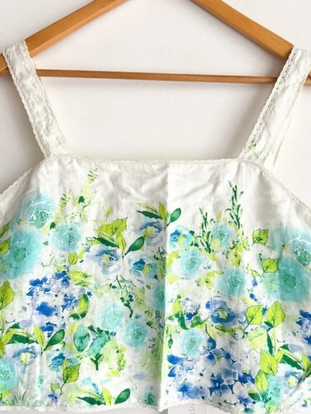 Caroline Constas Floral Linen Crop Top Size Medium